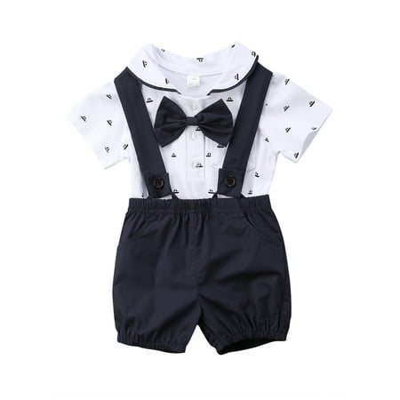

Xingqing Newborn Baby Boy Gentleman Tops Romper Pants Overall Clothes Outfits