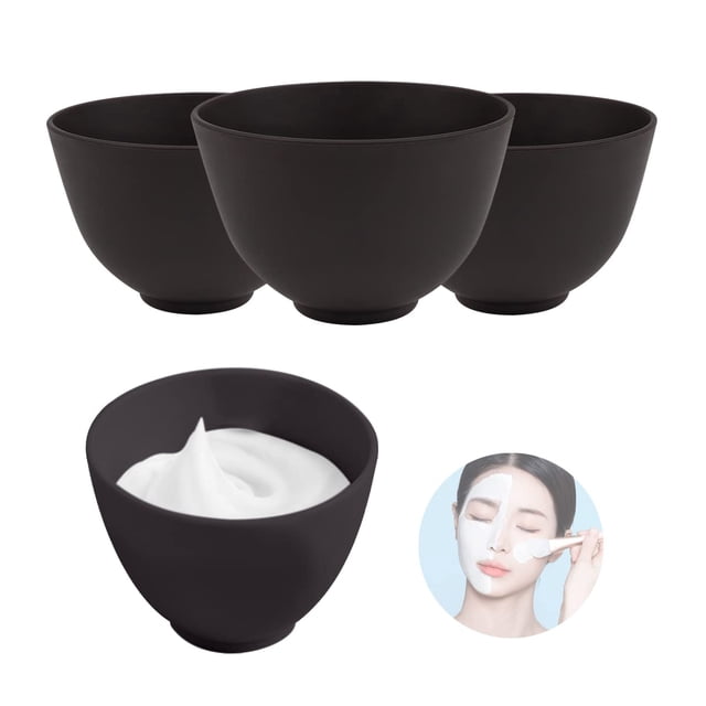 Juego de cuencos para mezclar mascarillas FERCAISH Silicone (4 piezas), color negro