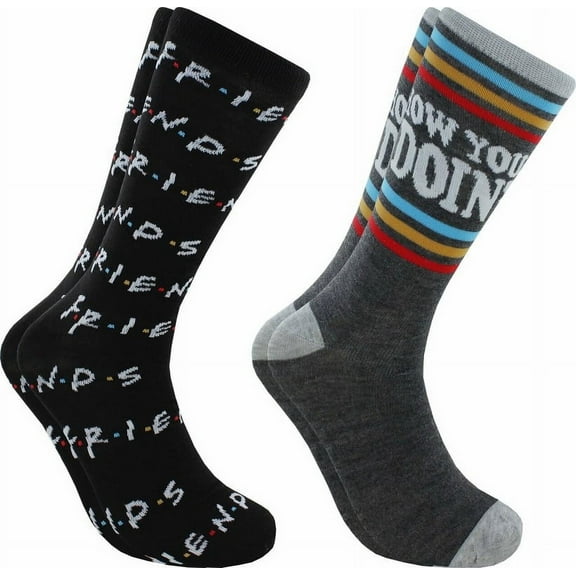 Friends How You Doin? Men's Casual Socks 2 Pair Pack Shoe Size 6-12
