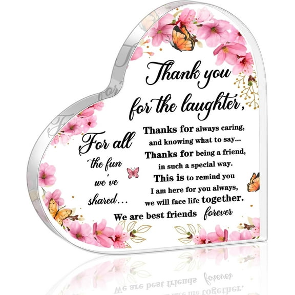 Friendship Thank You for Women Best Friends Forever Plaque for Her Bestie Birthday Presents Acrylic Heart Decoration for Home Best Friend Forever Plaque Presents for Bestie