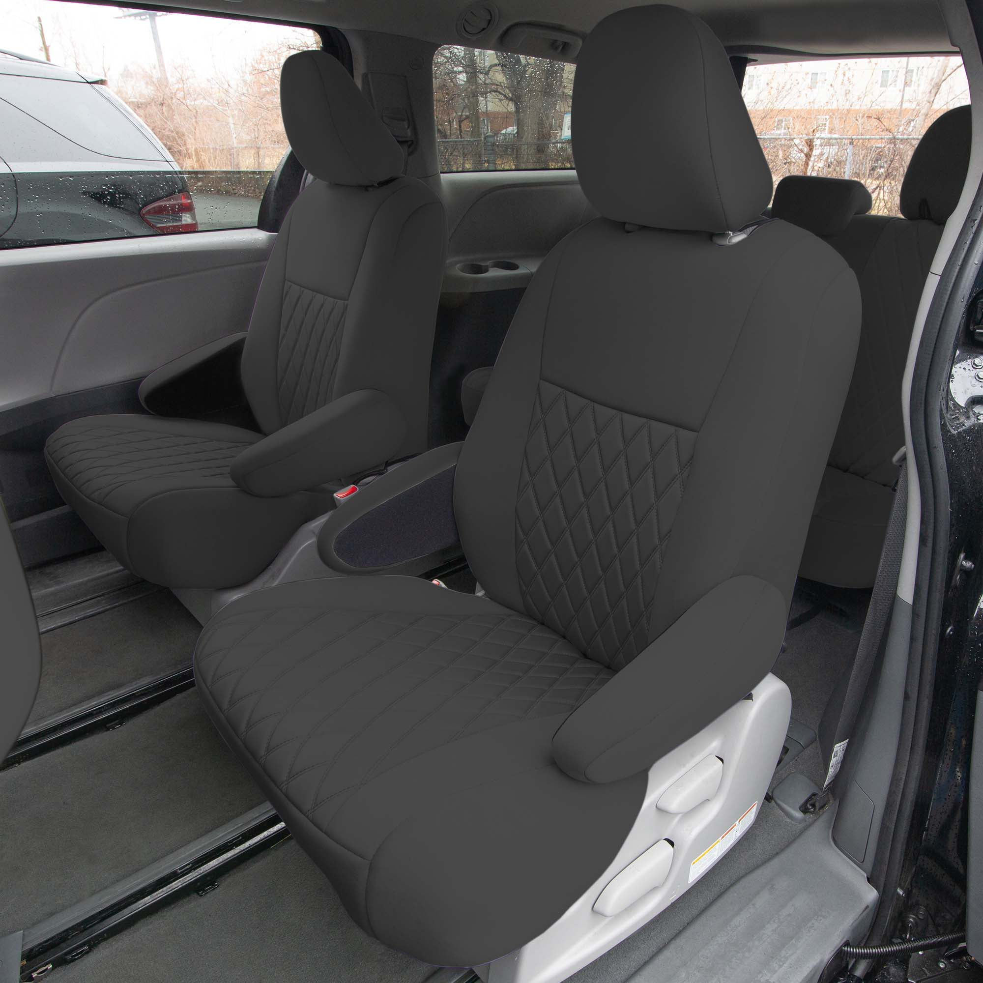 For Toyota Sienna 2011-2020 FH Group Neoprene Waterproof Custom Fit Car Seat Covers - Black 3rd Row