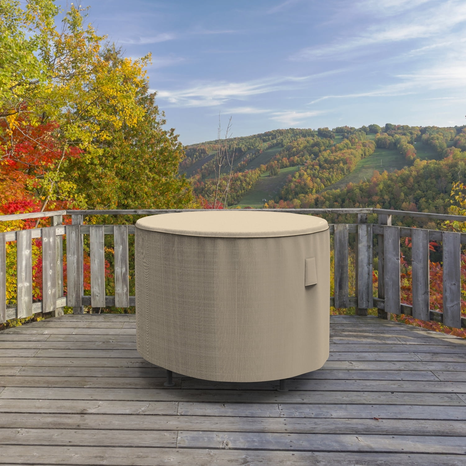 Budge XSmall Black Ivory Patio Round Table Cover, StormBlock™ Mojave