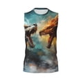 thumbnail image 6 of Lsque White And Red Sketch Dragon Print Men's Cotton Blend Sleeveless Muscle Shirts (S-3XL)- Moisture Wicking, Odor Protection, UPF 30+,3X-Large, 6 of 8