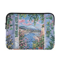 FORMRS 15-15.6 inch Laptop Sleeve Case Soft Carrying Quilted Computer Bag Cover, Blue Floral Window