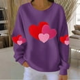 thumbnail image 2 of Posijego Women's Valentines Day Sweatshirts Ribbed Long Sleeve Shirts Heart Printed Pullover Lightweight Tops, 2 of 4
