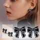 thumbnail image 2 of Pendientes de perla negra con lazo Pendientes elegantes y delicados, 2 of 5