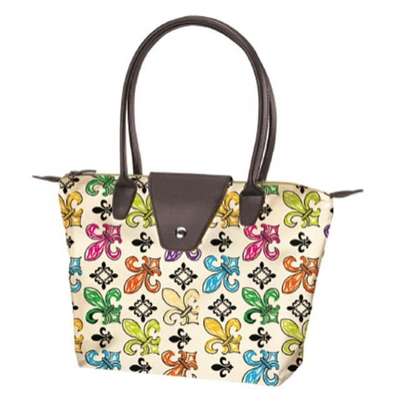 Joann Marrie Designs NF1CFDL Small Fold-Up Bag - Creme Fleur De Lis- Pack of 2