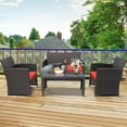 thumbnail image 4 of Patiojoy Ensemble de Meubles de Patio Extérieur 8 Pcs Canapés en Rotin Résistants aux Intempéries avec Coussin Doux Rouge, 4 of 8