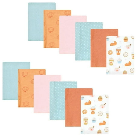 Hudson Baby Infant Girl Cotton Flannel Burp Cloths Bundle Pumpkin Spice One Size