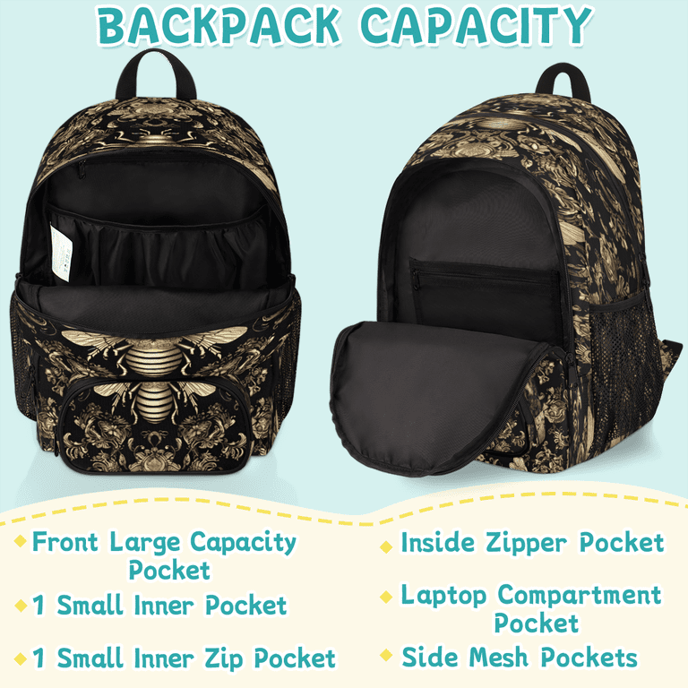 Herdesigns Vintage Bee Laptop Backpack for Women Men, 18.3  display picture 3