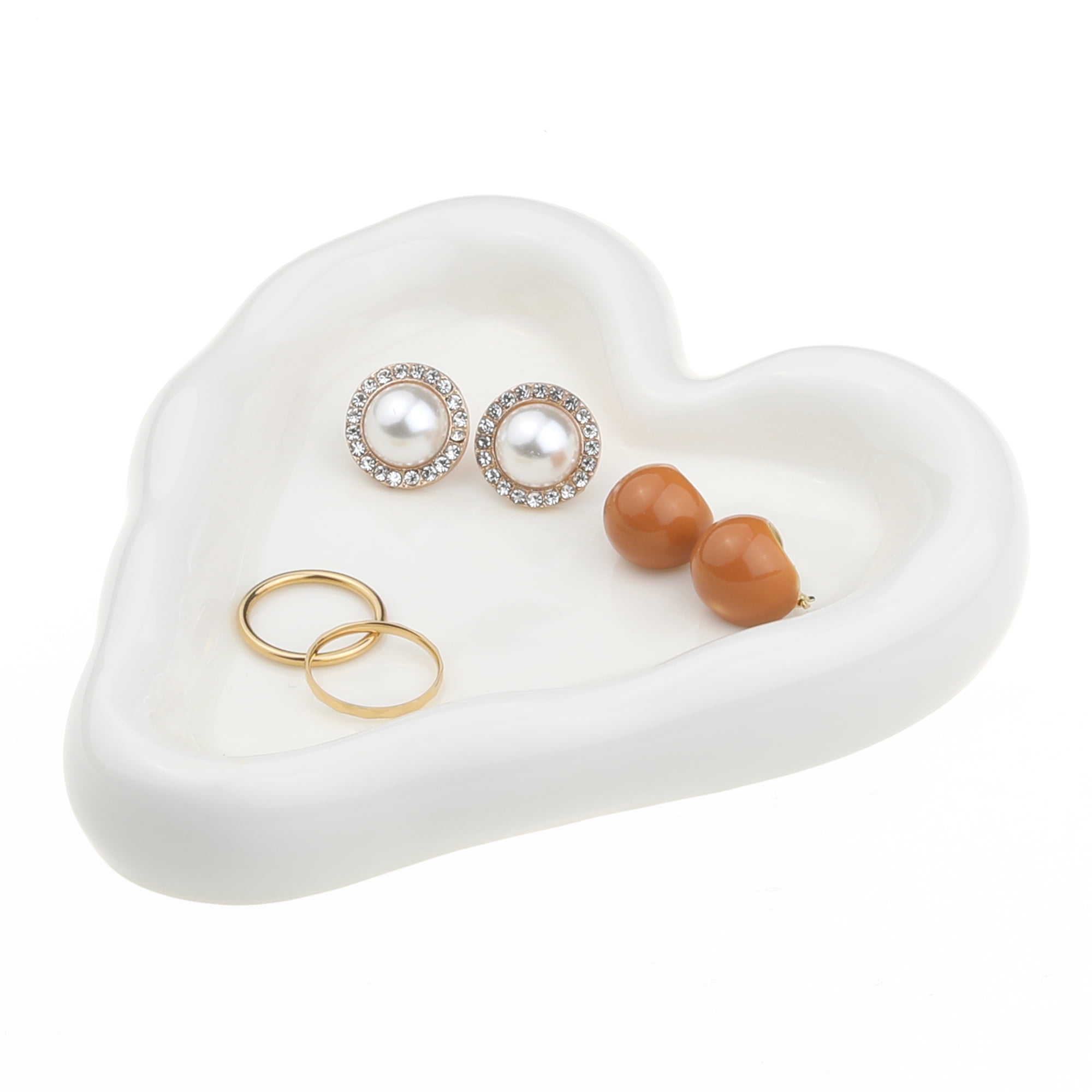 Unique Bargains Ceramic Jewelry Tray Decorative Trinket Dish Organizing Jewelry Box White