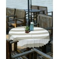 thumbnail image 2 of Outdoor Tablecloth Classical Stripe Round Patio Tablecloths 60 Inch, Waterproof Outside Table Cloths with Umbrella Hole and Zipper, Beige Summer Table Cover for Outdoor Tables, Picnic,, 2 of 6