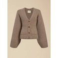 thumbnail image 5 of Cárdigan de punto de Color liso para mujer, Jersey elegante con cuello en V, manga larga con botonadura única y bolsillo, ropa de viaje para otoño, 5 of 5