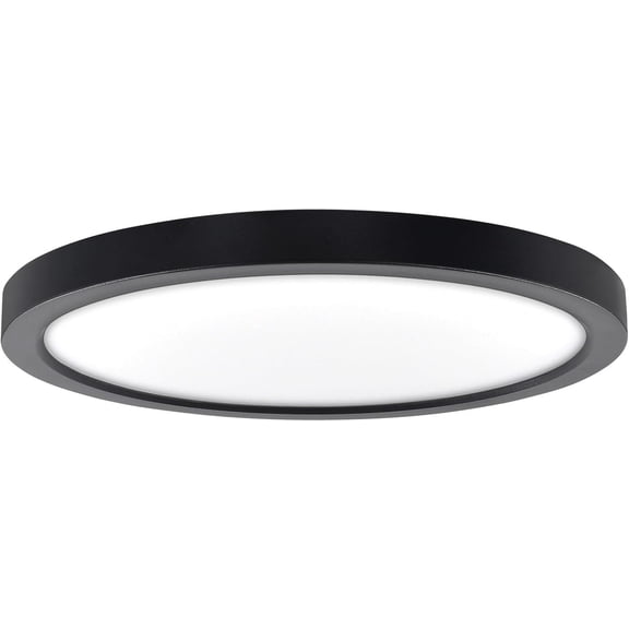Luxrite Slim 9" LED Flush Mount 18W 1200LM 5CCT Dimmable Wet Rated Black