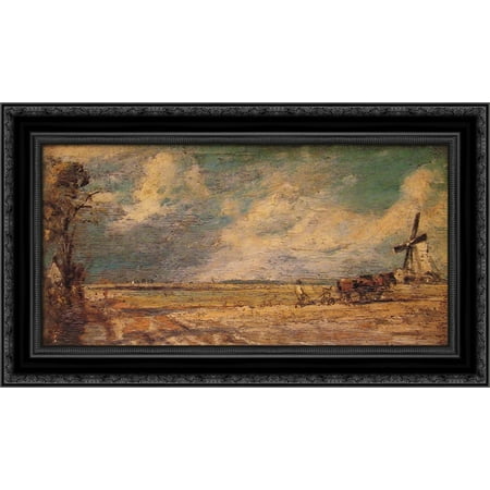 Spring Ploughing 24x16 Black Ornate Wood Framed Canvas Art by Constable, John
