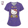 thumbnail image 3 of Uniforme de enfermera con estampado de Hello Kitty para mujer, uniforme de enfermería con bolsillo, camisa de trabajo para enfermeras, personal de enfermería, 3 of 5