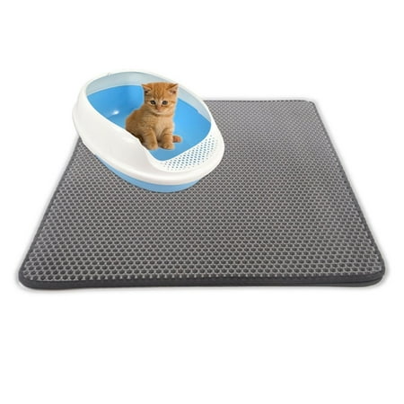 Double-Layer Cat Litter Trapper Mats Black Gray Cat Litter Mat with Waterproof Bottom Layer Black Cat Bed Cat Supplies