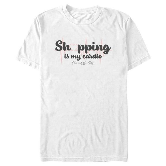 Men's Sex and the City Shopping is My Cardio Graphic Tee White 3X Large
