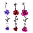 thumbnail image 3 of Jiaroswwei 1Pc Women Dual Rose Flower Belly Button Navel Ring Body Piercing Jewelry Gift, 3 of 8