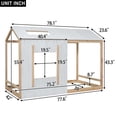 thumbnail image 6 of Modern Twin Size Wood House Shape Platform Bed Frame with Roof and Window, 6 of 8
