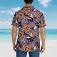 thumbnail image 4 of Balery Vintage Halloween Black Cat Camisas hawaianas de manga corta para hombre, camisas playeras de corte holgado, camisas de vacaciones con botones,3X-Large, 4 of 7