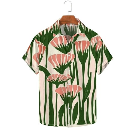 UVEASISHA Summer Floral Shirts for Men Mens Hawaiian Shirts Short Sleeve Button Down Vacation Shirt Stylish Printed Tropical Beach Shirts 2025 Casual Aloha Shirt 90 off Clearance Sale