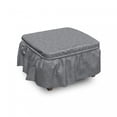 thumbnail image 1 of Geometric Ottoman Cover, Interlink Tileable Motif, 2 Piece Slipcover Set with Ruffle Skirt for Square Round Cube Footstool Decorative Home Accent, Standard Size, Pearl Taupe Grey, by Ambesonne, 1 of 5