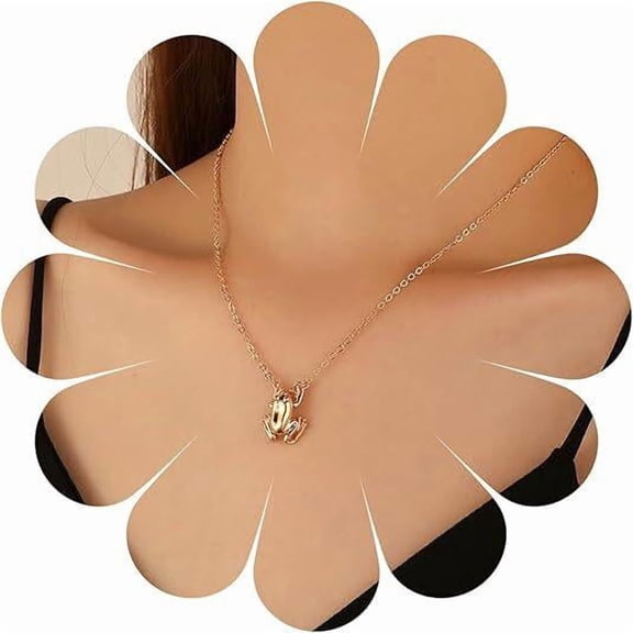 Vintage 3D Frog Pendant Gold Choker Necklace Minimalist Animal Jewelry for Women Christmas Gifts