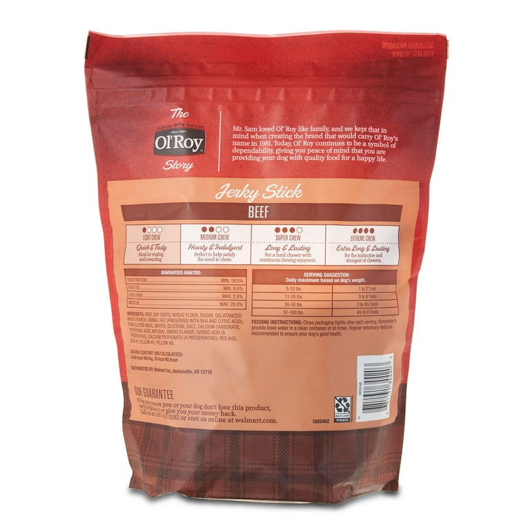Ol Roy Jerksey Stick Dog Treats with Real Beef Chews 25 oz Pouch
