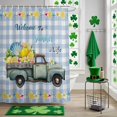 thumbnail image 5 of Shower Curtain, Farm Trucks Summer Life Quote Waterproof Shower Curtain Set with Hooks for Bathroom Showers,Stalls and Bathtubs,72x72In Watercolor Blue Plaid, 5 of 9