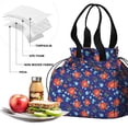 thumbnail image 4 of Pioneer Flower Floral Print Pattern Drawstring Lunch Bag Women - Drawstring Lunch Bag Insulated for Work Office - Stain-Resistant Large Lunchbags for Women with Multi-Pockets, 4 of 6
