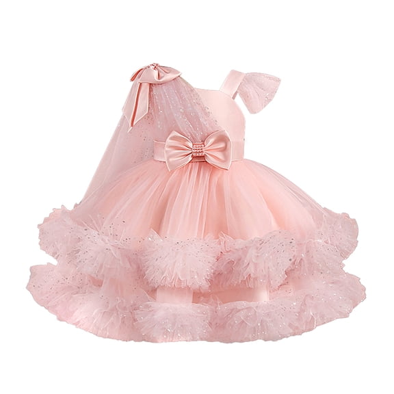 IBTOM CASTLE Toddler Baby Girls Shiny Sequin Heart Pageant Dress Sequins Heart Tulle Tutu Dress Flower Wedding Princess Birthday Party Prom Gown 3-4 Years Pink