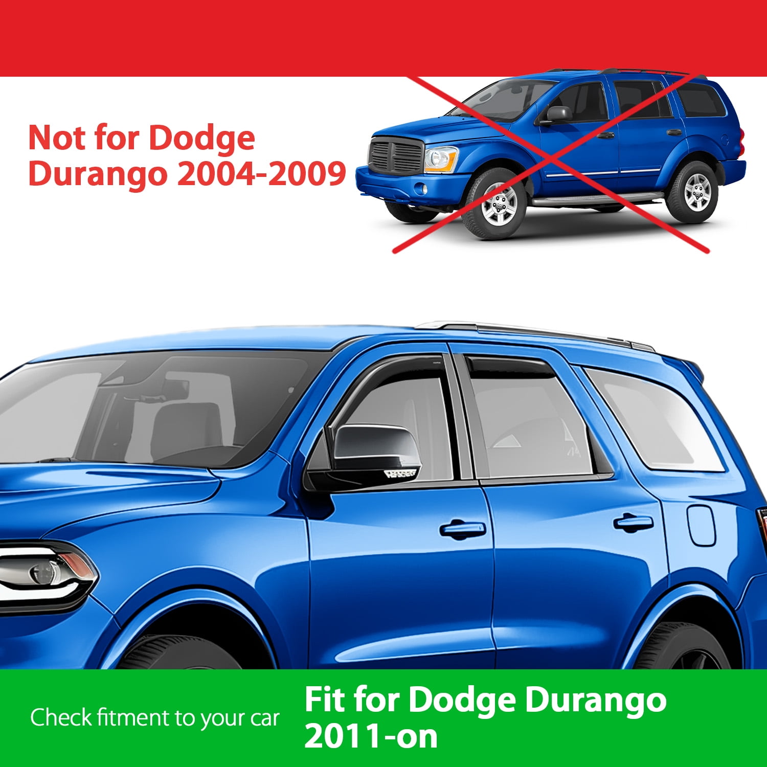 Goodyear Shatterproof In-Channel Window Deflectors for Dodge Durango 2011-2026, Rain Guards, Window Visors for Cars, Vent Deflector, Car Accessories, 4 pcs - GY008116