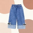 thumbnail image 4 of Toddler Girls Sparkly Butterfly Print Jeans Elastic Waist Denim Straight Leg Pants for School Birthday Party Daily Outfits, 1T-8Y, 4 of 5