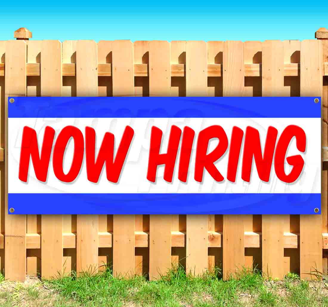 Now Hiring Full & Part Time Apply Inside Banner 2ft X 5ft Employment Agency Open Sign Industrial Work Positions 