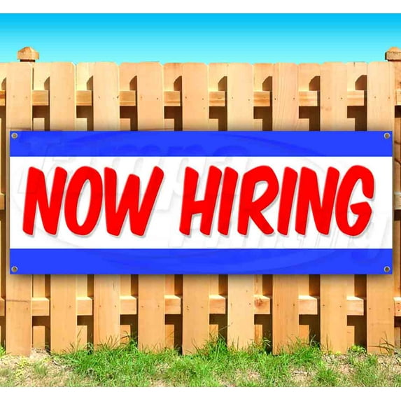 Now Hiring 13 oz Vinyl Banner With Metal Grommets