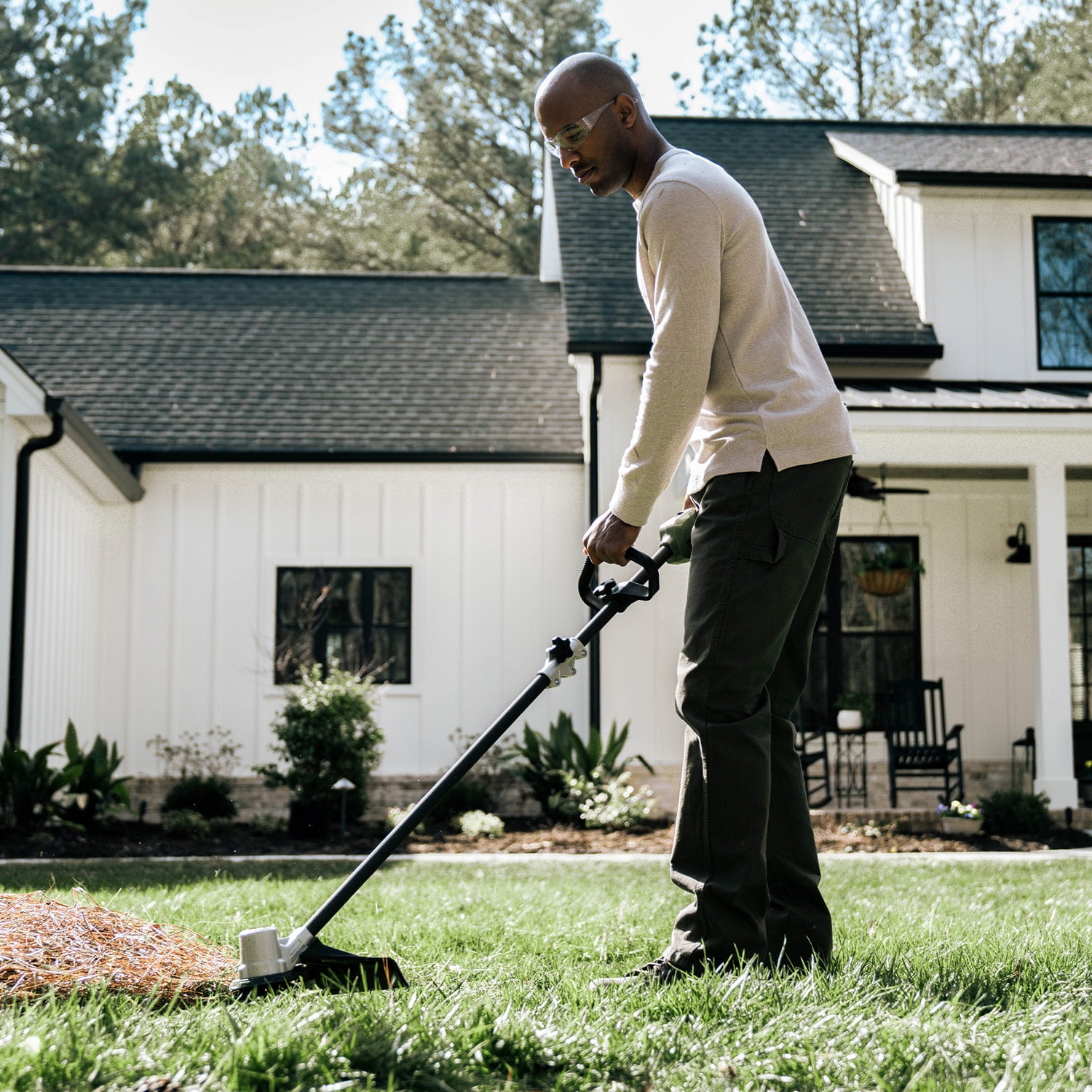 Green Machine 62V Cordless String Trimmer with 16-Inch Cutting Path and Carbon Fiber Shaft, Includes 2.5Ah Battery and Charger