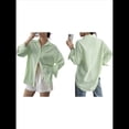 thumbnail image 3 of Camisas de Mujer con Botones, Camisas Formales A Rayas, Mangas Largas, Solapas, Camisas de Oficina, Blusas Amarillo-Verde XL, 3 of 7