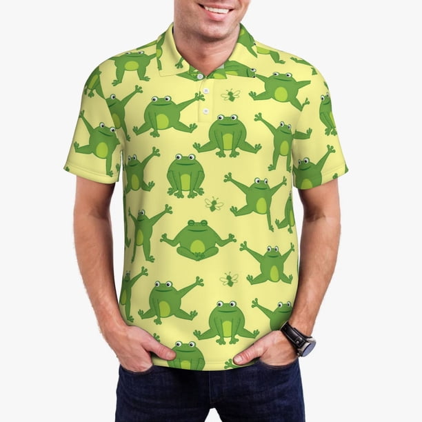 Fotbe Funny Frogs Camiseta Polo de Golf para Hombre con Estampado – Camisa Deportiva Transpirable con Cuello Abotonado-4X-Large