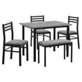 thumbnail image 3 of JERFIT 5-Piece Modern Dining Set with Table, 3 Chairs, and Bench for Small Space, Grey and Black, 3 of 6