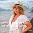 thumbnail image 3 of Women Straw Panama Hat Travel Fedora Beach Sun Hat Summer Wide Brim Straw Roll up Hat UPF 50+, 3 of 5