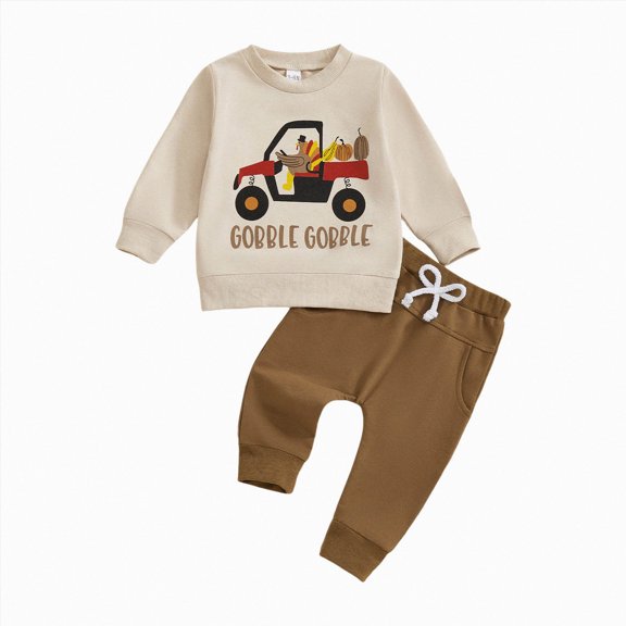 UAYOTSE Boys Thanksgiving Hooded Sweatshirt Suit Kids 3 6 12 18 Months 2T 3T 4T 5T 6T Fit Warm Fashionable Outfit Size 2-3 Years