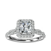 CARATUP Wonderful 2.50 Carat Radiant Cut IGI Certified Lab Grown Diamond Solitaire Wedding Ring for Women Solid 14K Rose Gold Size 11.5 (F-G/VS1)