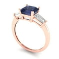thumbnail image 2 of 1.62 ctw 3 Stone Anniversary Ring for Women | Square Emerald Cut Simulated Blue Sapphire | Hyperallergenic Solid 18K Rose Gold, 2 of 5