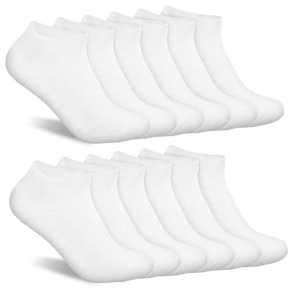 FITDON 6 Pairs Trainer Socks for Women and Men, Non Slip Ankle Socks Low Cut Cotton Liner Socks, White