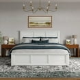 thumbnail image 2 of Charlotte King Wood Low Profile Platform Bed with Matching Footboard in White, 2 of 13