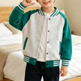 thumbnail image 5 of GiLiling Boys Girls Baseball Jacket School Uniform Fleece Coats Lightweight Jackets Kids Preppy Trendy Tops Long Sleeve Causal Coat (Green, 7-8 Years), 5 of 6