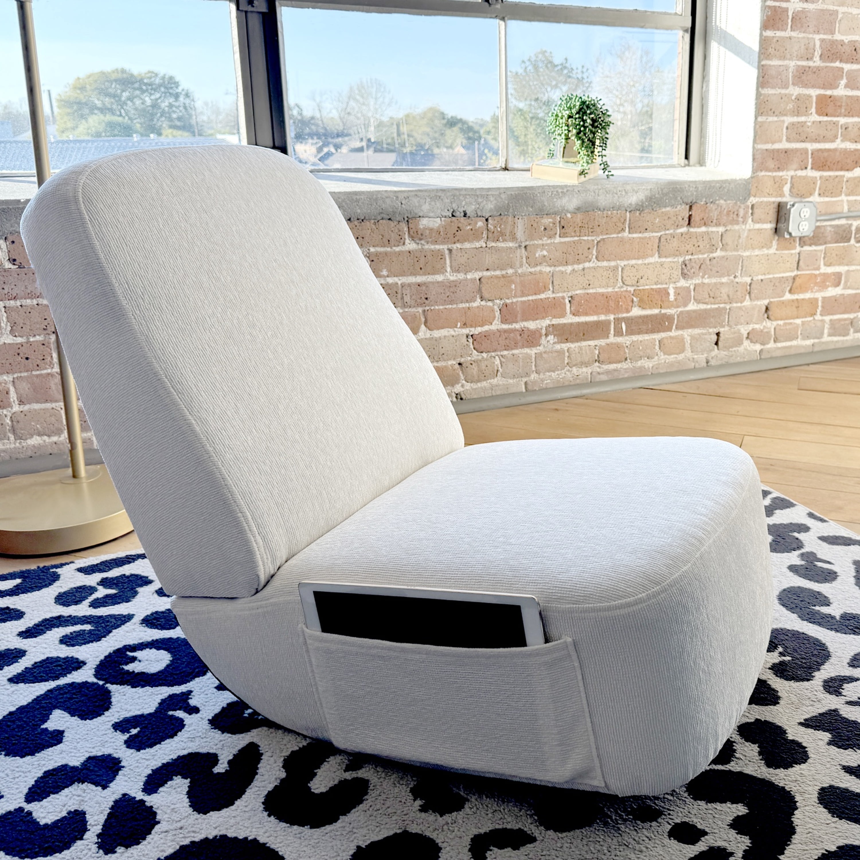 Sanford Living Roommate Rocking Accent Chair, Chenille Cloud White