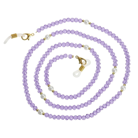 Uxcell 1 Pcs Crystal Beaded Glasses Lanyard, Adjustable Eyeglasses Holder Strap Glasses Chains Around Neck for Women Girls Sunglasses, Light Purple