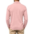 thumbnail image 5 of WULMLEO Mens Long Sleeve Polo Shirts Solid Color Button Slim Fit Collared Tshirts Business Casual Tops Tennis Golf Tees Pink L, 5 of 7